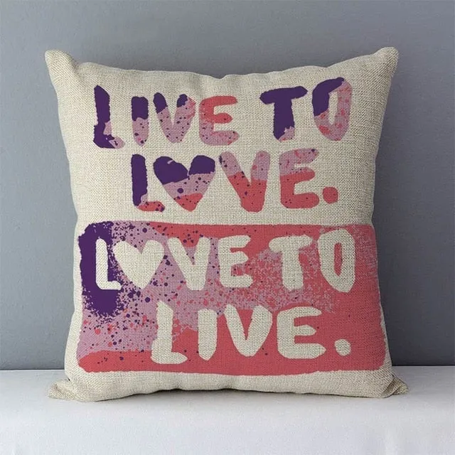 Popular phrase words letters printed couch cushion home decorative pillows 45x45cm cotton linen square cushions "Love you more"