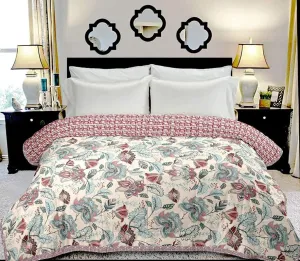 RCGCRAFT 100% Cotton Floral Printed Three Layer Cotton Camric Lightweight Dohar Heand Paipine Double Sided Blanket dohar for Single Bed (Size L:80 inch 203 cm, W:55 inch 140 cm) O_CD_Single_7