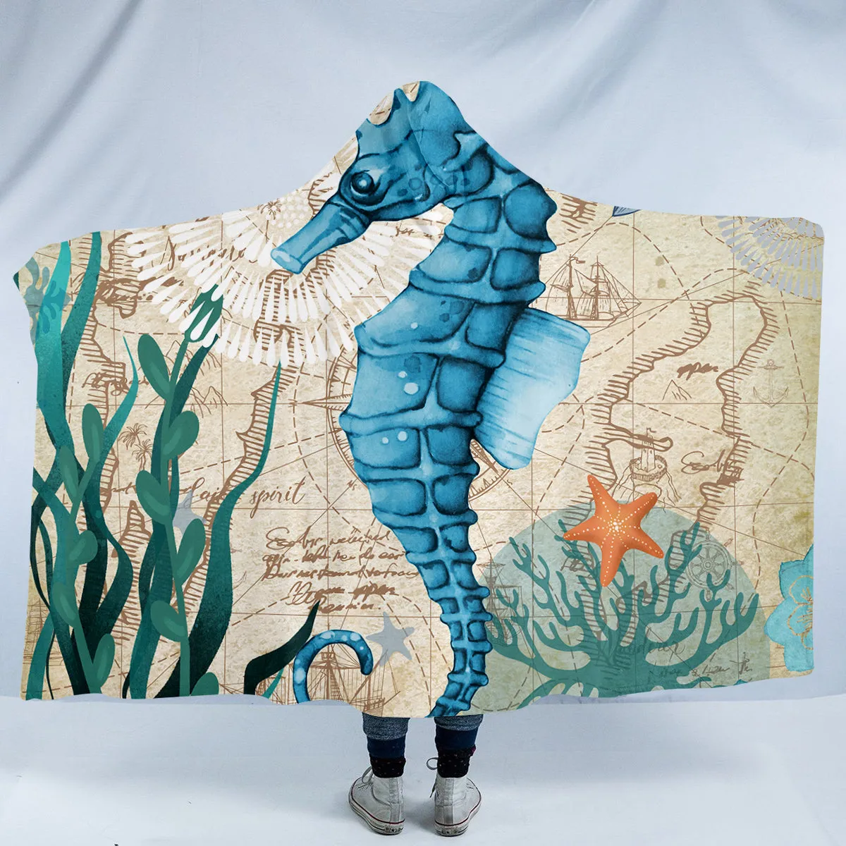 Seahorse Love Cozy Hooded Blanket