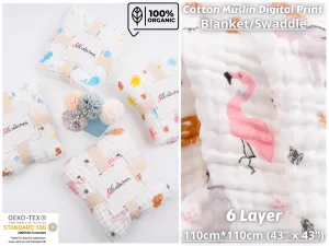 Six layers Muslin fabric digital Print Blanket