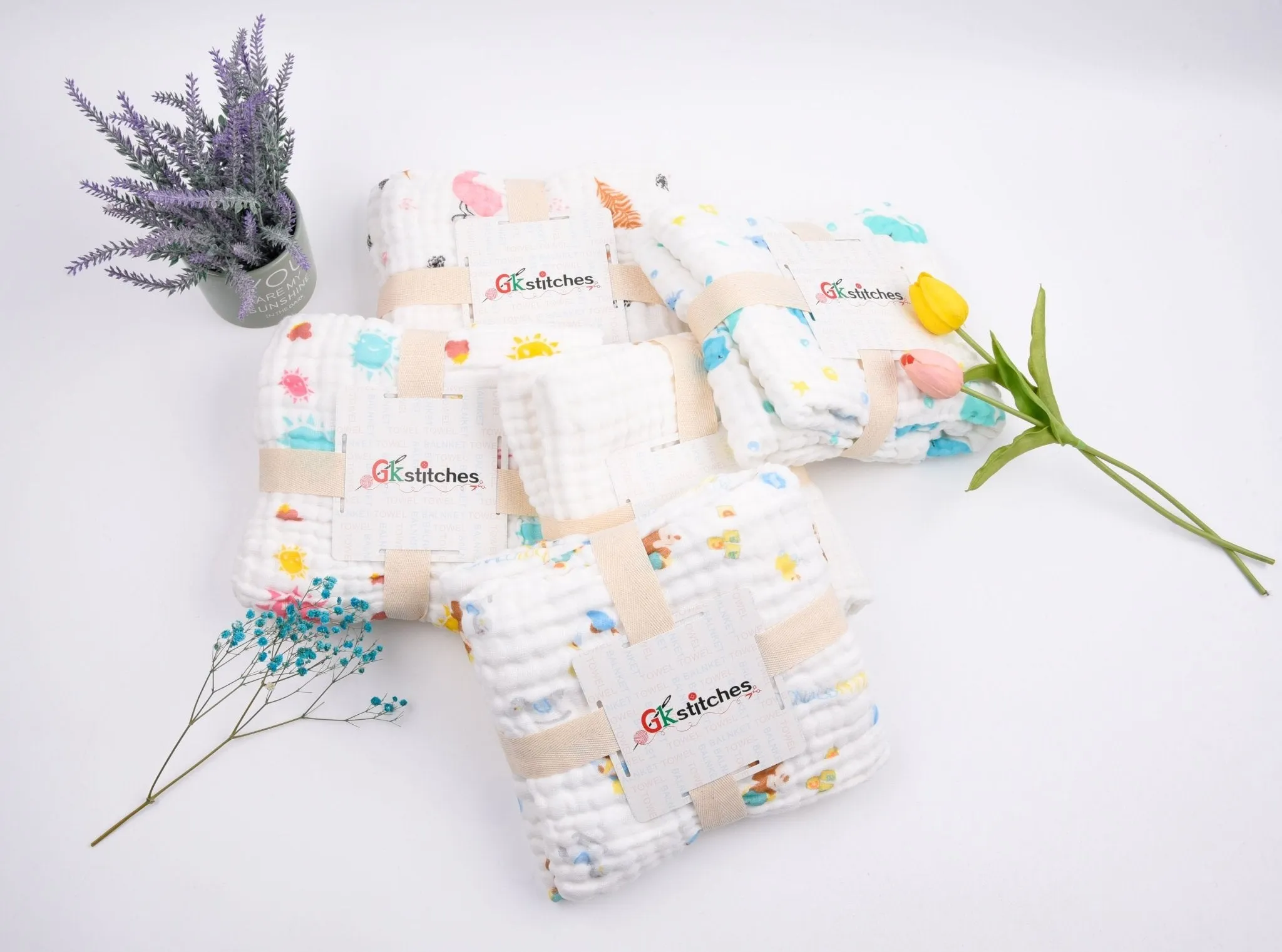 Six layers Muslin fabric digital Print Blanket
