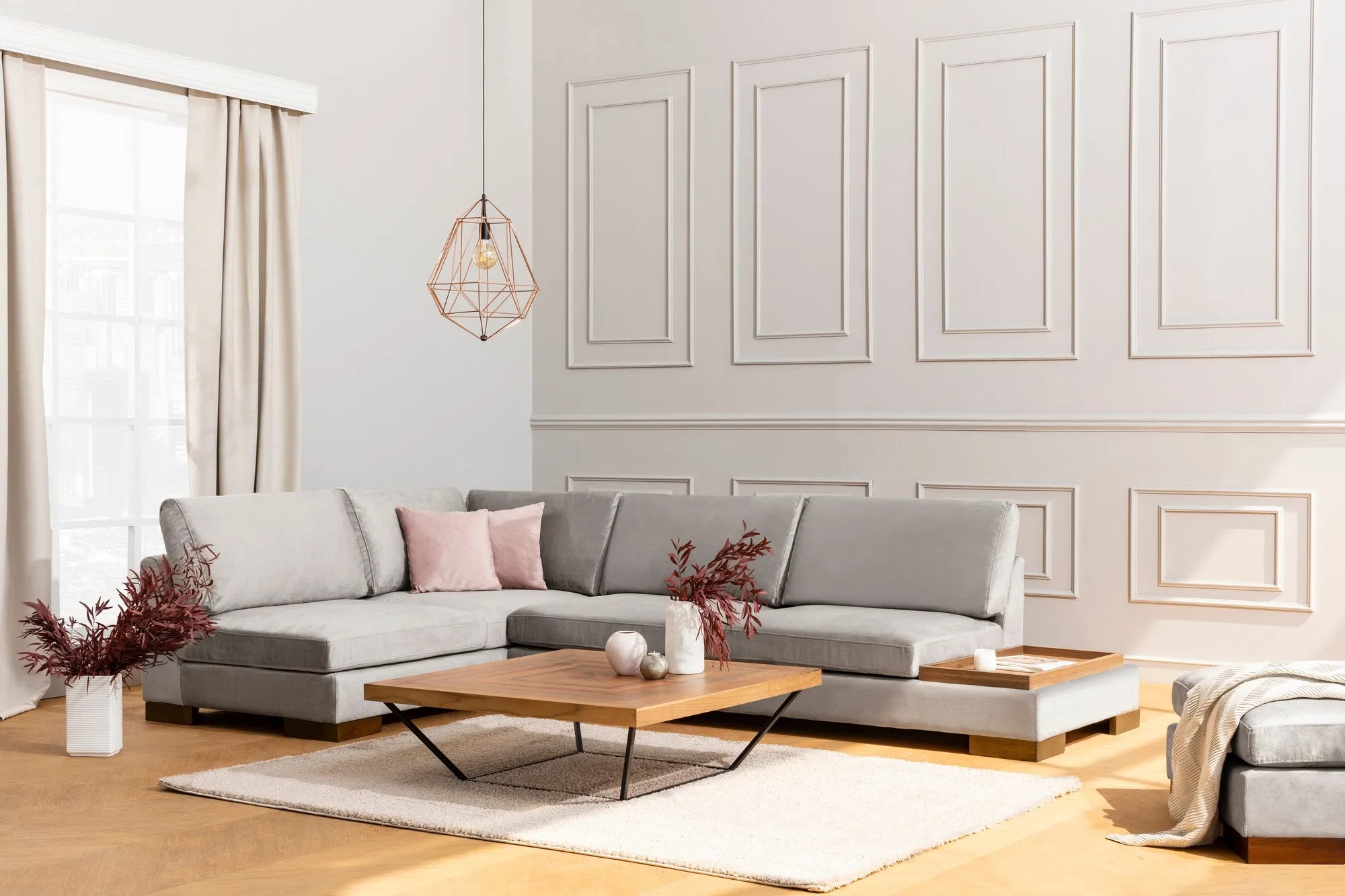 Tulip Corner Left Without Pouf - Beige